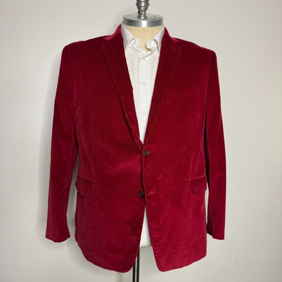 Saddlebred Men's 48R Sport Coat Blazer Jacket Red‎ Cotton 2-Button Corduroy - Picture 1 of 12